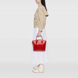 Pre Owned Louis Vuitton Red Leather Monogram Vernis Lockit PM