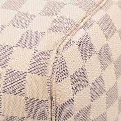 Pre Owned Louis Vuitton White Damier Azur Neverfull MM