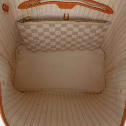 Pre Owned Louis Vuitton White Damier Azur Neverfull MM