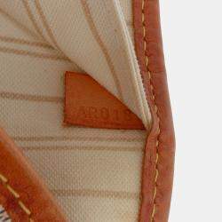 Pre Owned Louis Vuitton White Damier Azur Neverfull MM
