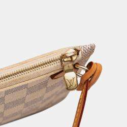 Pre Owned Louis Vuitton White Damier Azur Neverfull MM
