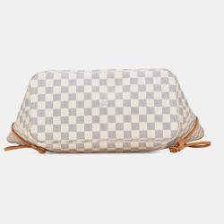 Pre Owned Louis Vuitton White Damier Azur Neverfull MM