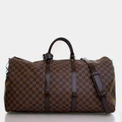 Pre Owned Louis Vuitton Damier Ebene Keepall Bandouliere 55
