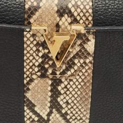 Pre Owned Louis Vuitton Black/Beige Taurillon Leather and Python Capucines BB Bag