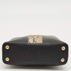 Pre Owned Louis Vuitton Black/Beige Taurillon Leather and Python Capucines BB Bag