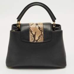 Pre Owned Louis Vuitton Black/Beige Taurillon Leather and Python Capucines BB Bag