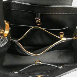 Pre Owned Louis Vuitton Black Tweed Capucines MM
