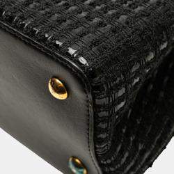 Pre Owned Louis Vuitton Black Tweed Capucines MM