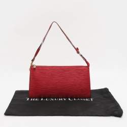 Pre Owned Louis Vuitton Castilian Red Epi Leather Pochette Accessoires Bag