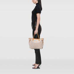 Pre Owned Louis Vuitton White Damier Azur Neverfull MM