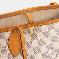 Pre Owned Louis Vuitton White Damier Azur Neverfull MM