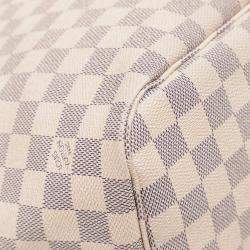Pre Owned Louis Vuitton White Damier Azur Neverfull MM