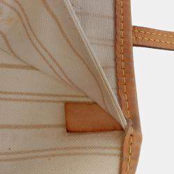 Pre Owned Louis Vuitton White Damier Azur Neverfull MM