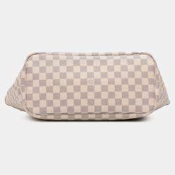Pre Owned Louis Vuitton White Damier Azur Neverfull MM