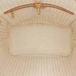 Pre Owned Louis Vuitton White Damier Azur Neverfull MM