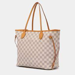 Pre Owned Louis Vuitton White Damier Azur Neverfull MM