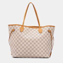 Pre Owned Louis Vuitton White Damier Azur Neverfull MM