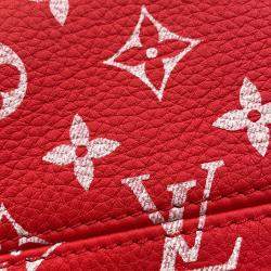 Pre Owned Louis Vuitton Speedy P9 Bandouliere Red Calf Leather Monogram Size 25