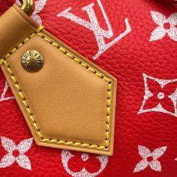 Pre Owned Louis Vuitton Speedy P9 Bandouliere Red Calf Leather Monogram Size 25