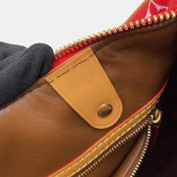 Pre Owned Louis Vuitton Speedy P9 Bandouliere Red Calf Leather Monogram Size 25
