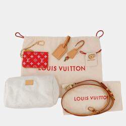 Pre Owned Louis Vuitton Speedy P9 Bandouliere Red Calf Leather Monogram Size 25