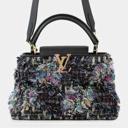 Pre Owned Louis Vuitton Capucines Noir Tweed Size MM