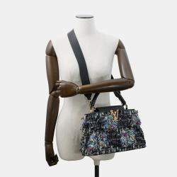 Pre Owned Louis Vuitton Capucines Noir Tweed Size MM