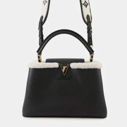 Pre Owned Louis Vuitton Capucines Noir Taurillon Leather Shearling Size MM