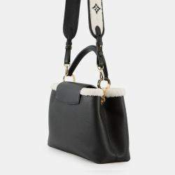 Pre Owned Louis Vuitton Capucines Noir Taurillon Leather Shearling Size MM