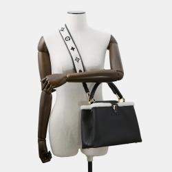 Pre Owned Louis Vuitton Capucines Noir Taurillon Leather Shearling Size MM