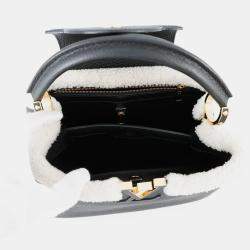 Pre Owned Louis Vuitton Capucines Noir Taurillon Leather Shearling Size MM