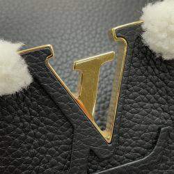 Pre Owned Louis Vuitton Capucines Noir Taurillon Leather Shearling Size MM