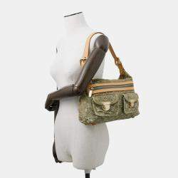 Pre Owned Louis Vuitton Baggy Khaki Monogram Denim Size PM