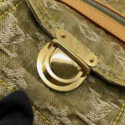 Pre Owned Louis Vuitton Baggy Khaki Monogram Denim Size PM