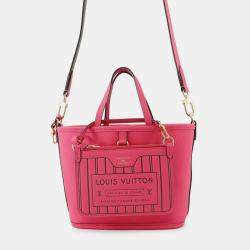 Pre Owned Louis Vuitton Neverfull Inside Out Rose Buffalo Pondichery Leather Monogram BB Handbag
