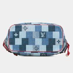 Pre Owned Louis Vuitton Blue Monogram Denim Patchwork Neverfull MM