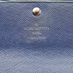 Pre Owned Louis Vuitton Myrtille Blue Epi Leather Sarah Wallet