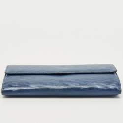Pre Owned Louis Vuitton Myrtille Blue Epi Leather Sarah Wallet