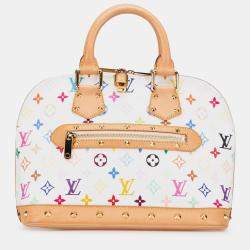 Pre Owned Louis Vuitton White Monogram Multicolore Alma PM