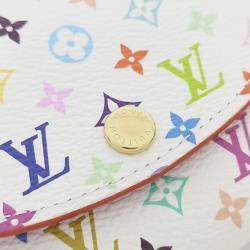 Pre Owned Louis Vuitton White Leather X Murakami Rosalie Coin Purse