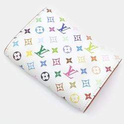 Pre Owned Louis Vuitton White Leather X Murakami Rosalie Coin Purse