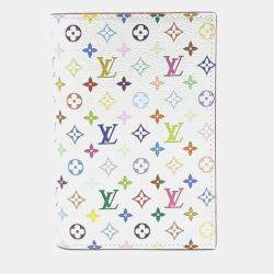 Pre Owned Louis Vuitton Multicolor White Coated Canvas Murakami Passport Wallet
