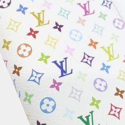 Pre Owned Louis Vuitton Multicolor White Coated Canvas Murakami Passport Wallet