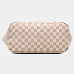 Pre Owned Louis Vuitton White Damier Azur Neverfull MM