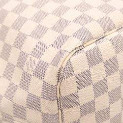 Pre Owned Louis Vuitton White Damier Azur Neverfull MM