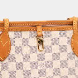 Pre Owned Louis Vuitton White Damier Azur Neverfull MM