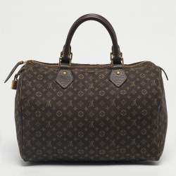 Pre Owned Louis Vuitton Fusain Monogram Mini Lin Canvas Speedy 30 Bag