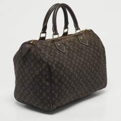Pre Owned Louis Vuitton Fusain Monogram Mini Lin Canvas Speedy 30 Bag
