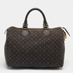 Pre Owned Louis Vuitton Fusain Monogram Mini Lin Canvas Speedy 30 Bag