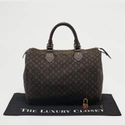 Pre Owned Louis Vuitton Fusain Monogram Mini Lin Canvas Speedy 30 Bag